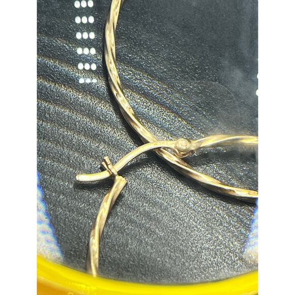 Designer Signed 14k 585 Yellow Gold Twisted Hoop Earrings 40mm, 2.1 grams - Picture 10 of 10